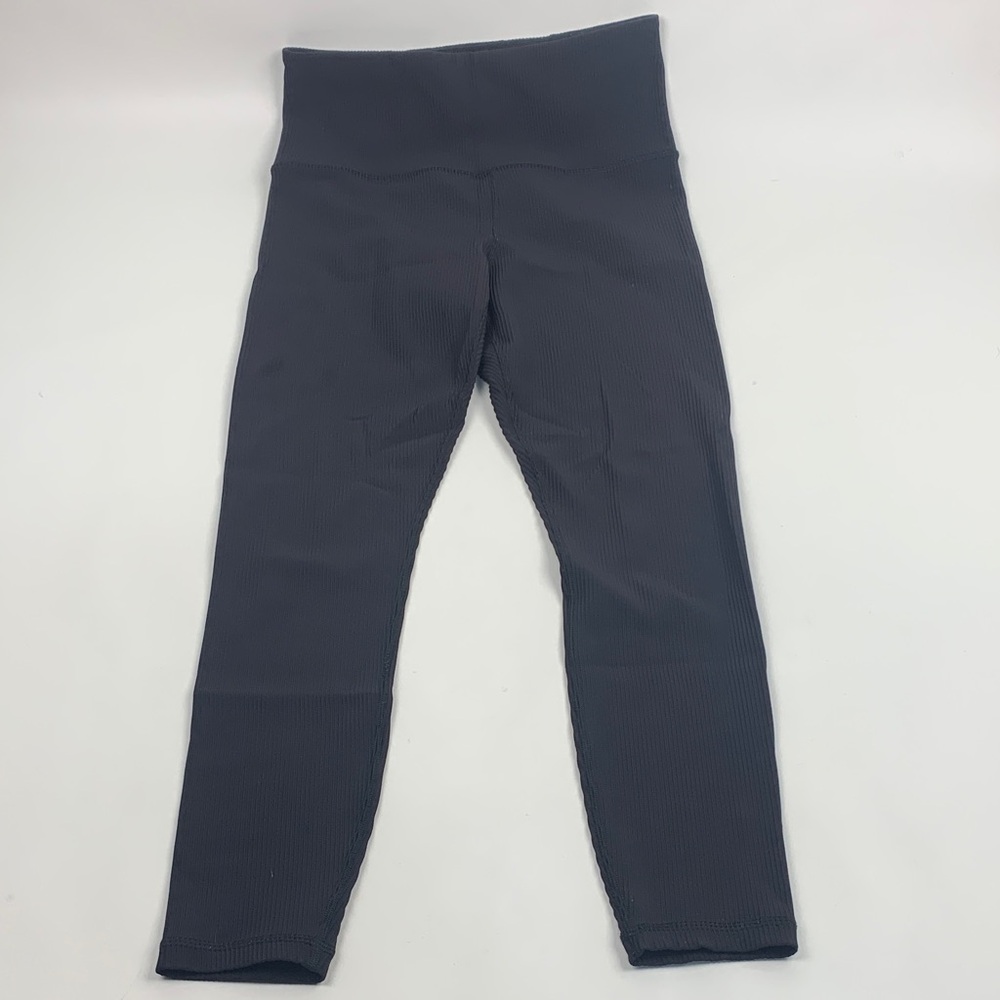 Athleta Black Elation Ribbed Tights Leggings Size Medium Stretch